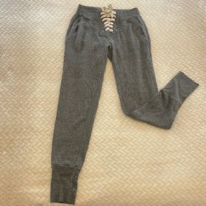 NSF Maddox Front Lace Sweatpant in Heather Grey SIZE PETITE (fits like XS)